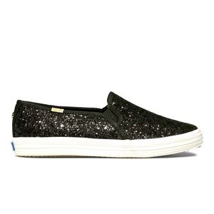 Keds for Kate Spade Black Glitter Slip On Shoes NWOT Size 7